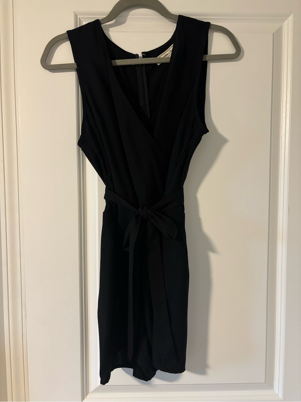 Black Sleeveless Shorts Jumpsuit with Tie Waist